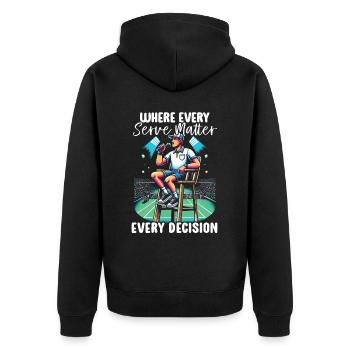 Tennis Umpire Ref Sports Game Official Referee - Unisex Premium Organic Zip Hoodie - black - Back - Nico (187cm)