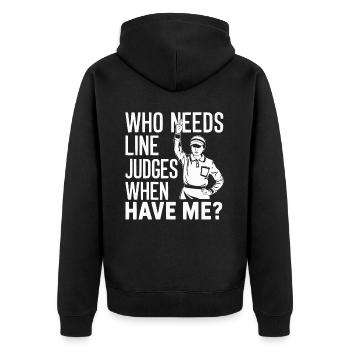 Tennis Schiedsrichter Schiedsrichter Sportspiel Offizieller Schiedsrichter - Unisex Premium Bio Zip Hoodie - Schwarz - Hinten - Nico (187cm)