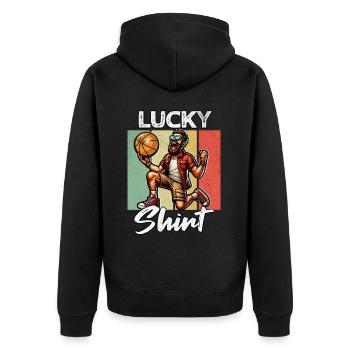 Basketball Spieler - Unisex Premium Bio Zip Hoodie - Schwarz - Hinten - Nico (187cm)