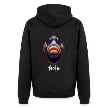 Humuhumunukunukuapua'a Hawaiianischer Riff-Drücker - Unisex Premium Bio Zip Hoodie - Schwarz - Hinten - Nico (187cm)