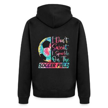 Fußballmädchen Teen Soccer Liebhaber Spieler - Unisex Premium Bio Zip Hoodie - Schwarz - Hinten - Nico (187cm)