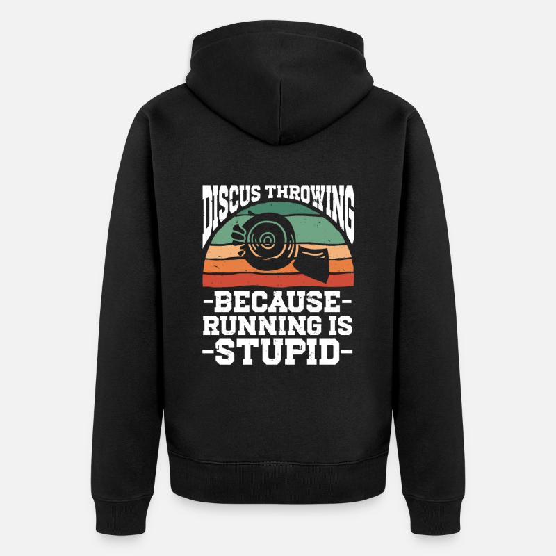 Diskuswerfer Leichtathletik Diskuswerfen - Unisex Premium Bio Zip Hoodie - Schwarz