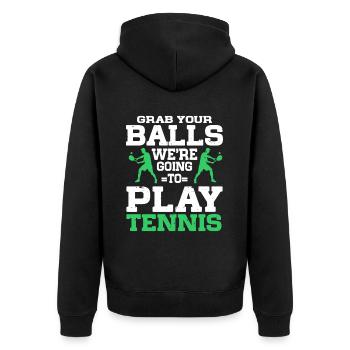 Tennis Art Retired Tennis Player Racket - Unisex Premium Bio Zip Hoodie - Schwarz - Hinten - Nico (187cm)