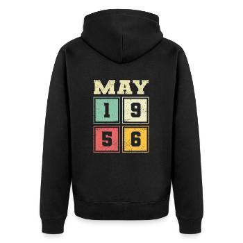 68. Geburtstag Mai Jahrgang 1956 Geschenkidee - Unisex Premium Bio Zip Hoodie - Schwarz - Hinten - Nico (187cm)
