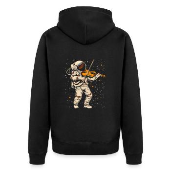 astronaut playing musical instrument Violin - Unisex Premium Bio Zip Hoodie - Schwarz - Hinten - Nico (187cm)