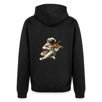 astronaut playing musical instrument Violin - Unisex Premium Bio Zip Hoodie - Schwarz - Hinten - Nico (187cm)