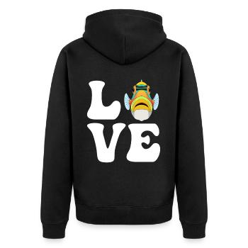 Humuhumunukunukuapua'a Hawaiianischer Riff-Drücker - Unisex Premium Bio Zip Hoodie - Schwarz - Hinten - Nico (187cm)