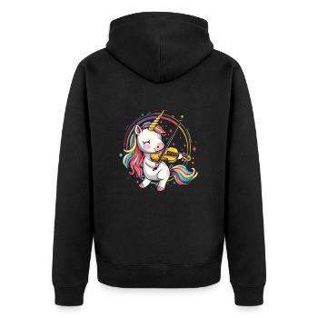 unicorn playing violin musical instrument - Unisex Premium Bio Zip Hoodie - Schwarz - Hinten - Nico (187cm)