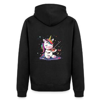 unicorn playing violin musical instrument - Unisex Premium Bio Zip Hoodie - Schwarz - Hinten - Nico (187cm)
