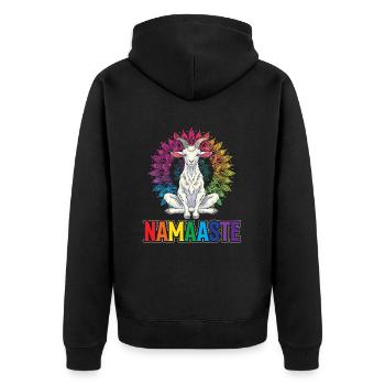 Ziegen-yoga-meditation, Yoga-kurs, Yoga - Unisex Premium Bio Zip Hoodie - Schwarz - Hinten - Nico (187cm)