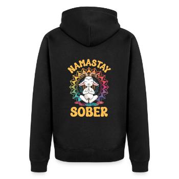 Goat yoga meditation, yoga class, yoga - Unisex Premium Organic Zip Hoodie - black - Back - Nico (187cm)