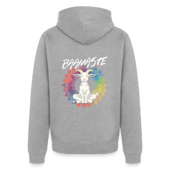 Ziegen-yoga-meditation, Yoga-kurs, Yoga - Unisex Premium Bio Zip Hoodie - Grau meliert - Hinten - Nico (187cm)