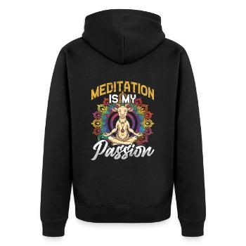 Ziegen-yoga-meditation, Yoga-kurs, Yoga - Unisex Premium Bio Zip Hoodie - Schwarz - Hinten - Nico (187cm)