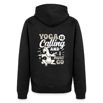 Ziegen-yoga-meditation, Yoga-kurs, Yoga - Unisex Premium Bio Zip Hoodie - Schwarz - Hinten - Nico (187cm)