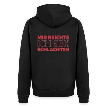 Fleischer Metzger Schlachter - Unisex Premium Bio Zip Hoodie - Schwarz - Hinten - Nico (187cm)