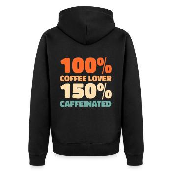 Kaffee Cafe - Unisex Premium Bio Zip Hoodie - Schwarz - Hinten - Nico (187cm)