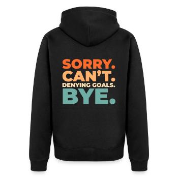 Eishockey Torwart - Unisex Premium Bio Zip Hoodie - Schwarz - Hinten - Nico (187cm)
