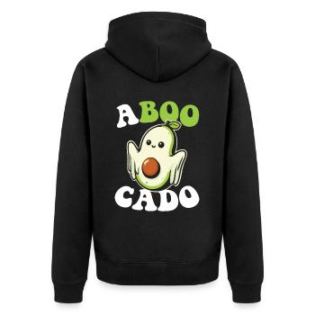 Avocado Guacamole Vegan Geschenk - Unisex Premium Bio Zip Hoodie - Schwarz - Hinten - Nico (187cm)