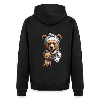 Funny Mama Bear Mother Bear Bear Lover - Unisex Premium Organic Zip Hoodie - black - Back - Nico (187cm)