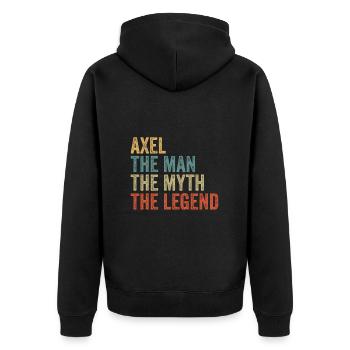 Axel the man the myth - Unisex Premium Organic Zip Hoodie - black - Back - Nico (187cm)