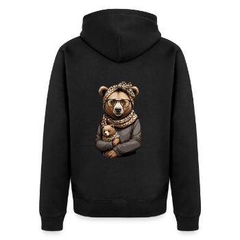 Funny Mama Bear Mother Bear Bear Lover - Unisex Premium Organic Zip Hoodie - black - Back - Nico (187cm)