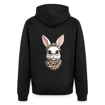 Maman Lapin Mignon Lapin Maman Mignon Lapin de Pâques - Veste à capuche bio Premium Unisexe - noir - Dos - Nico (187cm)