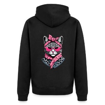 Cute Cat Mom Cat Lover Mom Style - Unisex Premium Organic Zip Hoodie - black - Back - Nico (187cm)