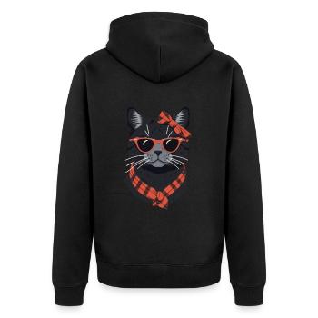 Cute Cat Mom Cat Lover Mom Style - Unisex Premium Organic Zip Hoodie - black - Back - Nico (187cm)