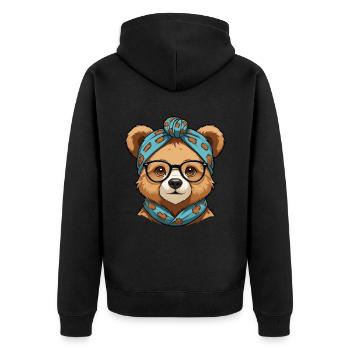 Funny Mama Bear Mother Bear Bear Lover - Unisex Premium Organic Zip Hoodie - black - Back - Nico (187cm)