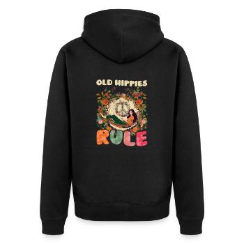 Florales Friedenssymbol Alte Hippies Herrschaft - Unisex Premium Bio Zip Hoodie - Schwarz - Hinten - Nico (187cm)