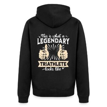 Legendary Triathlete - Unisex Premium Organic Zip Hoodie - black - Back - Nico (187cm)