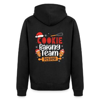 Bäcker Bäckerein Backwaren Backen Geschenk - Unisex Premium Bio Zip Hoodie - Schwarz - Hinten - Nico (187cm)