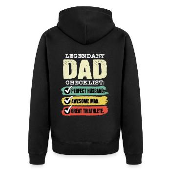 Papa Triathlète Fête des Pères - Veste à capuche bio Premium Unisexe - noir - Dos - Nico (187cm)