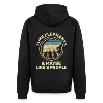 Éléphant Animal amour Design Vintage - Veste à capuche bio Premium Unisexe - noir - Dos - Nico (187cm)
