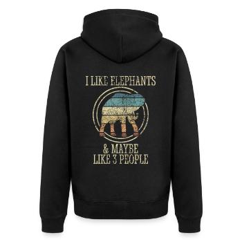 Elefant Spirit Animal Liebe Vintage Design - Unisex Premium Bio Zip Hoodie - Schwarz - Hinten - Nico (187cm)