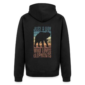 Elefant Tiergeist Liebe Vintage Design - Unisex Premium Bio Zip Hoodie - Schwarz - Hinten - Nico (187cm)