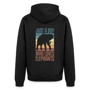 Éléphant Animal amour rétro Design - Veste à capuche bio Premium Unisexe - noir - Dos - Nico (187cm)