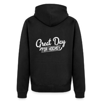 Great Day for Hockey - Unisex Premium Organic Zip Hoodie - black - Back - Nico (187cm)
