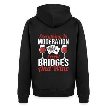 Bridge Card Game Gift - Unisex Premium Organic Zip Hoodie - black - Back - Nico (187cm)