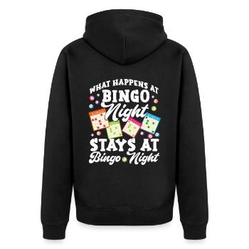 Bingo Player What Happens At Bingo - Unisex Premium Bio Zip Hoodie - Schwarz - Hinten - Nico (187cm)