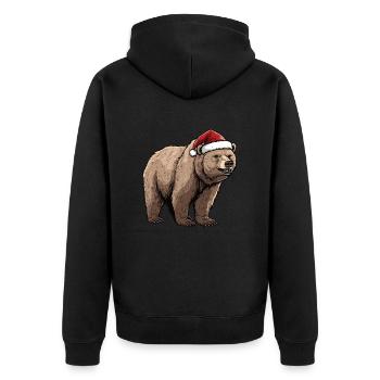 Grizzly Bear Christmas Brown Bear - Unisex Premium Organic Zip Hoodie - black - Back - Nico (187cm)