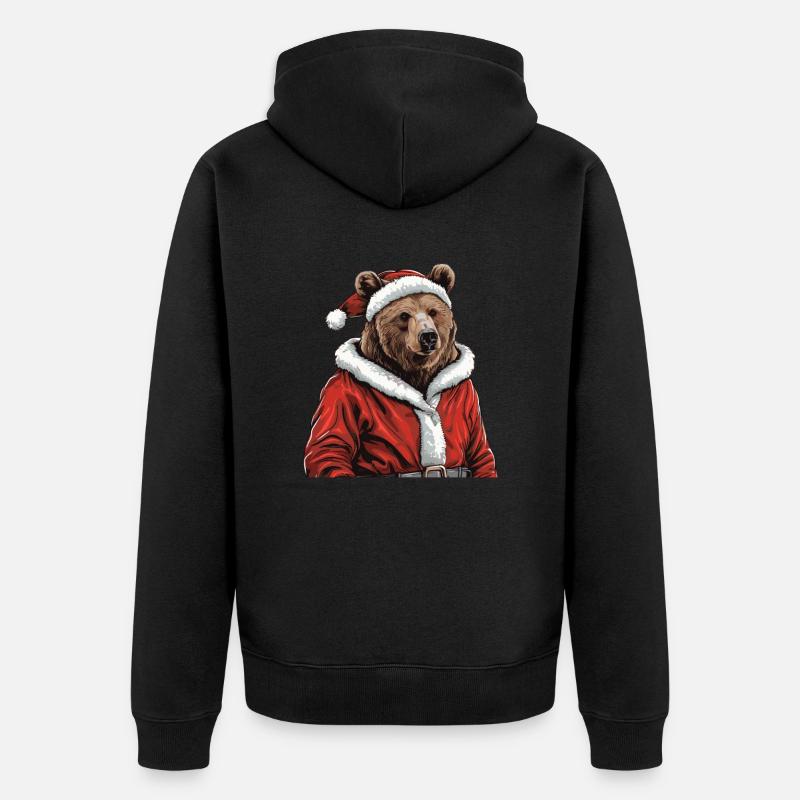 Grizzly Ours Brun de Noël - Veste à capuche bio Premium Unisexe - noir
