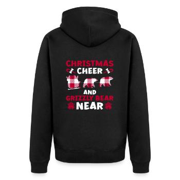 Grizzly Bear Christmas Brown Bear - Unisex Premium Organic Zip Hoodie - black - Back - Nico (187cm)