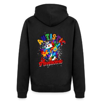 Autiste Autiste Autiste Autiste Autiste & Génial - Veste à capuche bio Premium Unisexe - noir - Dos - Nico (187cm)