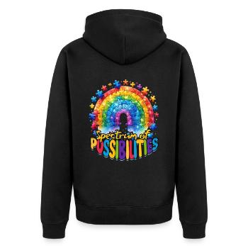 Autist Autismus Spectrum of Possibilities - Unisex Premium Bio Zip Hoodie - Schwarz - Hinten - Nico (187cm)