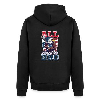 4. Juli Lacrosse All American Bro - Unisex Premium Bio Zip Hoodie - Schwarz - Hinten - Nico (187cm)