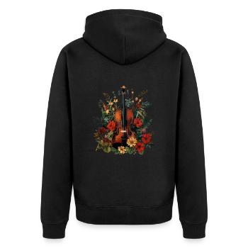 Floral instrument Violin - Unisex Premium Bio Zip Hoodie - Schwarz - Hinten - Nico (187cm)