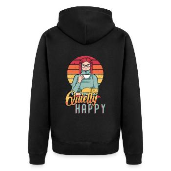 Introvert Quietly Happy Introverted Introversion - Unisex Premium Bio Zip Hoodie - Schwarz - Hinten - Nico (187cm)
