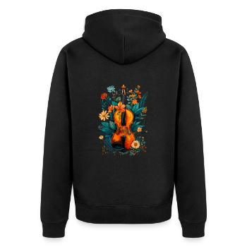 Floral instrument Violin - Unisex Premium Bio Zip Hoodie - Schwarz - Hinten - Nico (187cm)