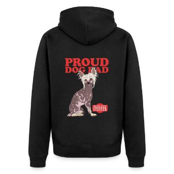 Chinese Crested Dad Schopfhunde Geschenk - Unisex Premium Bio Zip Hoodie - Schwarz - Hinten - Nico (187cm)
